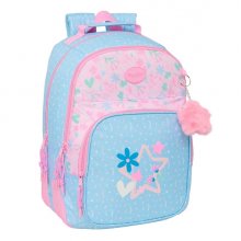 Safta Blackfit8 Smile Mochila con 2 Compartimentos - Antirozaduras - Adaptable a Carro - Portabotellas - Tirador Doble - Hombreras Ergonomicas - 20L - 320x150x420mm - Color Azul Claro