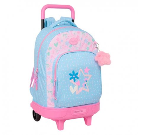Safta Blackfit8 Smile Mochila con Carro - Extraible - Bolsillo Frontal - Portabotellas - Tirador Doble - Hombreras Acolchadas - Asa Acolchada - Tarjeta ID - 330x220x450mm - Color Azul Claro