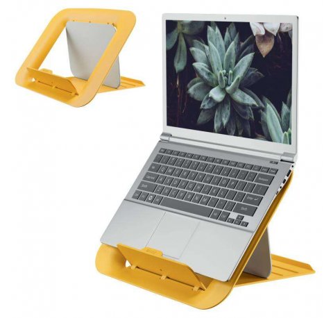 Leitz Ergo Cosy Soporte Ajustable para Portatil - Diseño Ergonomico - Altura Ajustable - Color Amarillo Calido