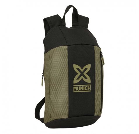 Safta Munich West Mini Mochila - Hombreras Ergonomicas - Espalda Acolchada - Bolsillo Frontal - Asa Superior - Uso Diario - 8.5L - 220x100x390mm - Color Negro y Verde