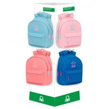 Safta Benetton Basicos Expositor con 8 Ganchos para Mochilas - Carton Reciclado - Estructura Robusta - Compacto y Espacioso - Moderno y Responsable - 420x420x1600mm - Colores Surtidos
