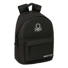 Safta Benetton Basics Mochila para Portatil hasta 14.1" - Interior Acolchado - Bolsillo para Tablet - Tirador Doble - Hombreras Ergonomicas - 20L - 310x160x410mm - Color Negro
