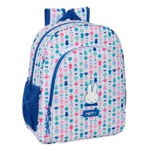 Safta Miffy Bunny Mochila - 15L - Adaptable a Carro - Bolsillo Frontal - Portabotellas - Cremallera con Doble Tirador - Asa de Mano - Hombreras y Espalda Acolchada - 32x38x12cm - Color Blanco y Azul