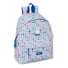 Safta Miffy Bunny Mochila - Bolsillo Frontal - Espalda Acolchada - Hombreras Ergonomicas - Cremallera con Doble Tirador - Asa de Mano - 33x42x15cm - Color Blanco y Azul