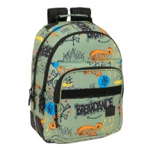 Safta Graffiti Zone Mochila con 2 Compartimentos - Antirozaduras - Adaptable a Carro - Bolsillo Frontal - Portabotellas - Tirador Doble - Hombreras Ergonomicas - 20L - 320x150x420mm - Color Verde