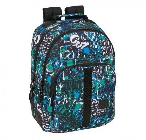 Safta Graffiti Go Mochila con 2 Compartimentos - Antirozaduras - Adaptable a Carro - Bolsillo Frontal - Portabotellas - Tirador Doble - Hombreras Acolchadas - 20L - 320x150x420mm - Color Azul Oscuro
