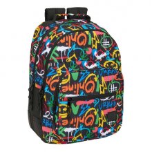 Safta Mochila con 2 Compartimentos - Cantoneras Antirozaduras - Adaptable a Carro - Bolsillo Frontal - Portabotellas - Tirador Doble - Hombreras Acolchadas - 20L - 320x150x420mm - Multicolor