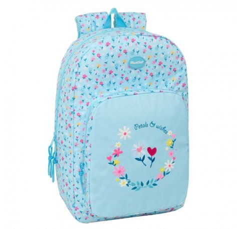 Safta Blackfit8 Petalos Mochila - 19L - Adaptable a Carro - Bolsillo Frontal - Espalda Acolchada - Cremallera con Doble Tirador - Asa de Mano - Hombreras Ergonomicas - 30x46x14cm - Color Azul Claro
