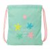 Safta Estrellas Saco Plano - Cierre con Cordones - Bolsillo Interior con Cremallera - 35x40x1cm - Color Verde