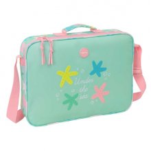 Safta Estrellas Maletin con Cremallera - Bandolera Ajustable - Asa Forrada - Doble Tirador - Fondo Semirigido - 38x28x6cm - Color Verde