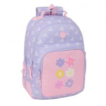Safta Bouquet Mochila con 2 Compartimentos - Antirozaduras - Adaptable a Carro - Bolsillo Frontal - Portabotellas - Tirador Doble - Hombreras Ergonomicas - 20L - 320x150x420mm - Color Violeta