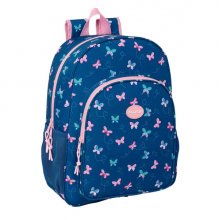 Safta Blackfit8 Mariposas Mochila Adaptable a Carro - Bolsillos Laterales - Doble Tirador - Ergonomia Acolchada - Asa Superior - 19L - 330x140x420mm - Color Azul Marino