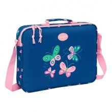 Safta Blackfit8 Mariposas Maletin con Cremallera - Bandolera Ajustable - Asa Forrada - Doble Tirador - Fondo Semirigido - 6L - 380x60x280mm - Color Azul Marino
