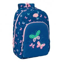 Safta Blackfit8 Mariposas Mochila Adaptable a Carro - Tirador Doble - Bolsillo Frontal - Hombreras Ergonomicas - Espalda Acolchada - Asa Superior - 19.30L - 300x140x460mm - Color Azul Marino