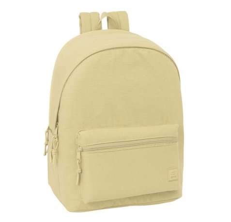 Safta Basic Mochila para Portatiles hasta 15.6" - Bolsillo para Tablet hasta 11" - Antirrobo - Asa de Mano - Conector USB - Cremallera - Doble Tirador - Acolchada - 31x44x18cm - Color Beige