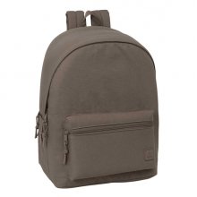 Safta Basic Vison Mochila para Portatiles hasta 15.6" - Bolsillo para Tablet hasta 11" - Antirrobo - Asa de Mano - Conector USB - Cremallera - Doble Tirador - Acolchada - 31x44x18cm - Color Marron Oscuro