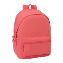 Safta Basic Marsala Mochila para Portatiles hasta 15.6" - Bolsillo para Tablet hasta 11" - Antirrobo - Asa de Mano - Conector USB - Cremallera - Doble Tirador - Acolchada - 31x44x18cm - Color Coral