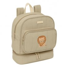 Safta Leon Mochila Guarderia - Isotermica - Tarjeta de Identificacion - Asa Superior - Compatible con Carro - 7.25L - 220x100x270mm - Color Arena