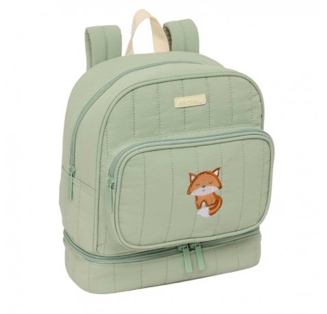 Safta Zorrito Mochila Guarderia - Isotermica - Tarjeta de Identificacion - Asa de Mano Superior - Compatible con Carrito - Ligera y Compacta - 7.25L - 220x100x270mm - Color Verde