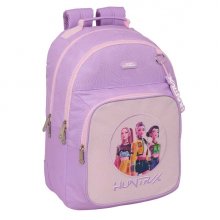 Safta K-Pop Demon Hunters Iconic Mochila - Adaptable a Carro - Bolsillo Frontal - Portabotellas - Cremallera con Doble Tirador - Asa de Mano - Hombreras y Espalda Acolchada - 32x42x15cm - Color Lavanda