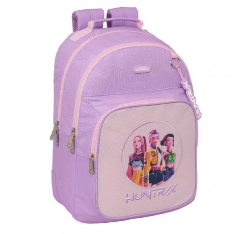 Safta K-Pop Demon Hunters Iconic Mochila - Adaptable a Carro - Bolsillo Frontal - Portabotellas - Cremallera con Doble Tirador - Asa de Mano - Hombreras y Espalda Acolchada - 32x42x15cm - Color Lavanda