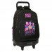 Safta K-Pop Demon Hunters Mochila con Carro - Extraible - 33L - Portabotellas - Tarjeta de Identificacion Personal - Doble Tirador - Asa de Mano - Bolsillo Frontal - 33x45x22cm - Color Negro y Rosa