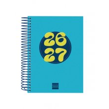 Finocam Cool Agenda Escolar 26/27 en Catalan - 1 Dia por Pagina - Formato 8Âº - 120x164mm - Tapas de Carton Forrado - Papel de 80g/m2 - Espiral Metalica - Esquinas Microperforadas - Color Azul