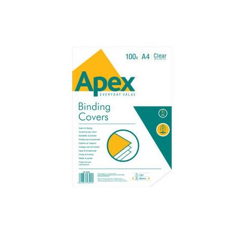 Fellowes Apex Pack de 100 Portadas para Encuadernar de PVC A4 - 180 Micras - Muy Resistentes - Transparentes