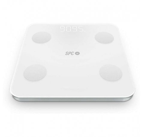 SPC Atenea Fit 3 Bascula de Baño Inteligente - Registra e Identifica hasta 10 Usuarios - Diseño de Cristal - Pantalla LED - Activacion Tactil - Capacidad 180kg