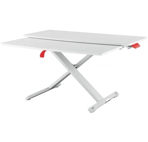 Leitz Ergo Cosy Convertidor de Escritorio con Bandeja Deslizante - Para Cambiar de sentado a de Pie - Ajuste de Altura Neumatico - Escritorio de 80x42cm - Color Gris