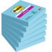 Post-It Super Sticky Pack de 6 Blocs de 90 Notas Adhesivas Reposicionables - Forma Cuadrada - 76x76mm - Color Azul
