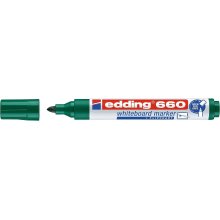 Edding 660 Rotulador para Pizarra Blanca - Punta Redonda - Trazo entre 1.5 y 3 mm. - Tinta Pigmentada - Recargable - Borrable en Seco - Color Verde (10 uds)
