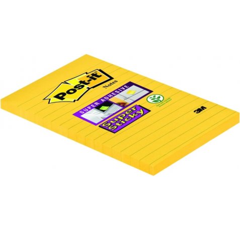 Post-It Super Sticky Bloc de 75 Notas Adhesivas Reposicionables - Forma Rectangular - 101x152mm - Color Ultra Amarillo (6 uds)