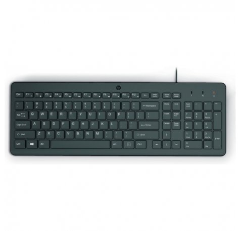 HP 150 Teclado USB - Patas Ajustables - Indicadores LED (Num/Caps) - Fabricado con Plastico Reciclado - Color Negro
