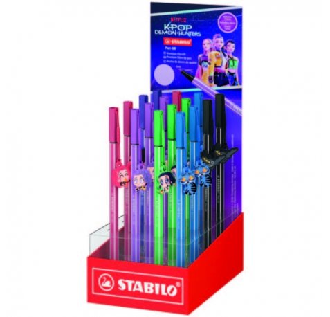 Stabilo Pen 68 K-Pop Demon Hunter Expositor con 16 Rotuladores de Punta de Fibra - Trazo de 1mm aprox. - Tinta con Base de Agua - Colores Surtidos