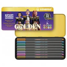Stabilo Pen 68 Metallic K-Pop Demon Hunter Caja Metalica con 8 Rotuladores de Punta de Fibra - Trazo de 1mm aprox. - Tinta con Base de Agua - Colores Metalicos Surtidos