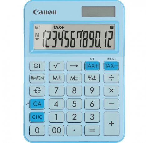 Canon LS-125KB Calculadora de Sobremesa con Pantalla LCD de 12 Digitos - Raiz Cuadrada, Calculo de Constantes, Gran Total, Cambio de Signo etc... - Alimentacion Solar y Pilas - Color Azul