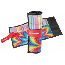 Stabilo Pen 68 Arty Rollerset de 25 Rotuladores - Estuche de Nylon Enrollable - Punta de Fibra - Trazo de 1mm aprox. - Tinta a Base de Agua - Capuchon Ventilado - Colores Surtidos
