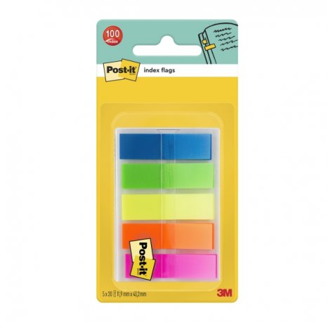 Post-It Index Dispensador con 100 Marcadores de Indice Reposicionables - Forma Rectangular - Colores Surtidos