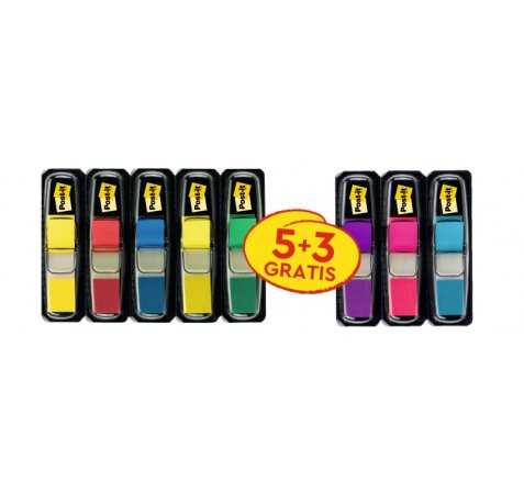 Post-It Index Pack de 8 Dispensadores con 35 Marcadores de Indice Reposicionables - Forma Rectangular - Colores Surtidos