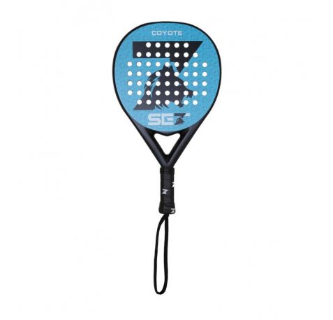 Set Coyote Pala de Padel - Forma Redonda - Marco y Cara 100% Fibra de Vidrio - Nucleo Goma Black Eva XtraSoft