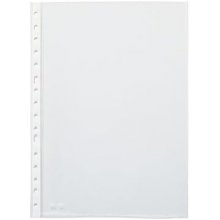 Pardo Pack de 100 Fundas Multitaladro Folio Transparentes 90 Micras - Acabado Cristal - Refuerzo en Blanco