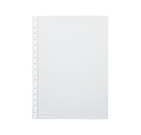 Pardo Pack de 100 Fundas Multitaladro Folio Transparentes 90 Micras - Acabado Cristal - Refuerzo en Blanco