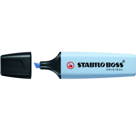 Stabilo Boss 70 Pastel Rotulador Marcador Fluorescente - Trazo entre 2 y 5mm - Recargable - Tinta con Base de Agua - Color Azul Nublado (10 uds)