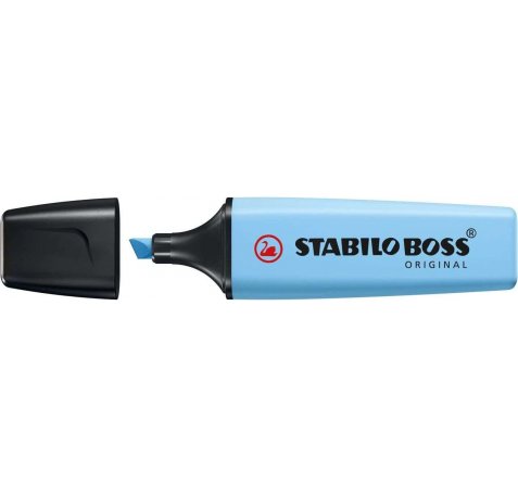 Stabilo Boss 70 Pastel Marcador Fluorescente - Trazo entre 2 y 5mm - Recargable - Tinta con Base de Agua - Color Azul Ventoso (10 uds)