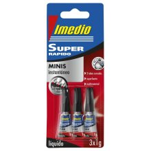 Imedio Super Rapido Pegamento Instantaneo Pack de 3 Tubos de 1gr - Transparente - Multimaterial (10 uds)