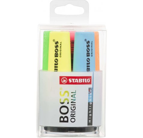 Stabilo Boss 70 Pack de 6 Marcadores Fluorescentes - Trazo entre 2 y 5mm - Recargable - Tinta con Base de Agua - Colores Surtidos