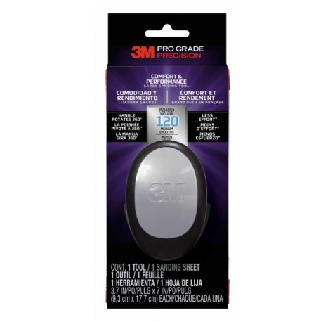 3M Pro Grade Precision Comfort & Performance Herramienta Manual de Lijado - Formato Grande - 9.3x17.7cm - Color Negro/Gris