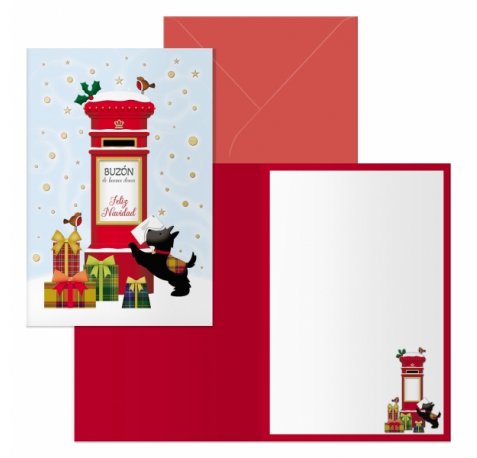 Dohe Buzon Pack de 6 Tarjetas de Felicitacion Navideña con Sobre - Tamaño Cerrada 11.5x17cm, Abierta 23x17cm - Papel Offset - Impresas a todo Color