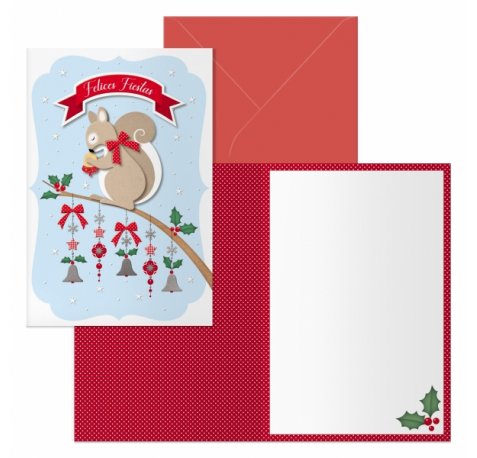 Dohe Ardilla Pack de 6 Tarjetas de Felicitacion Navideña con Sobre - Tamaño Cerrada 11.5x17cm, Abierta 23x17cm - Papel Offset - Impresas a todo Color
